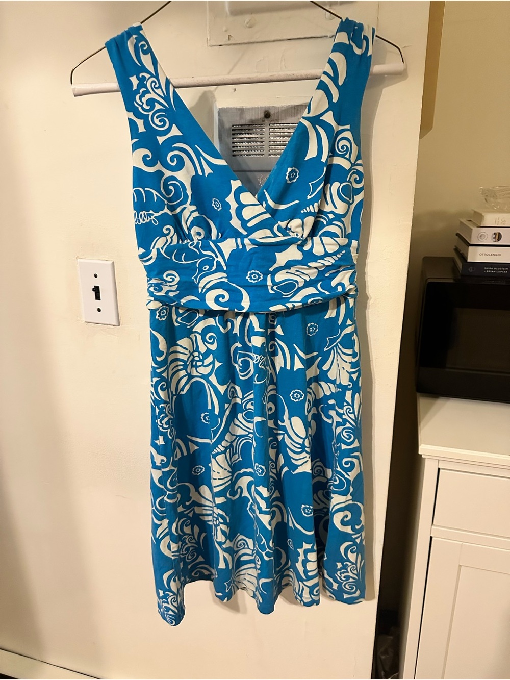 Lilly Pulitzer Turquoise & White Floral V-Neck Sundress